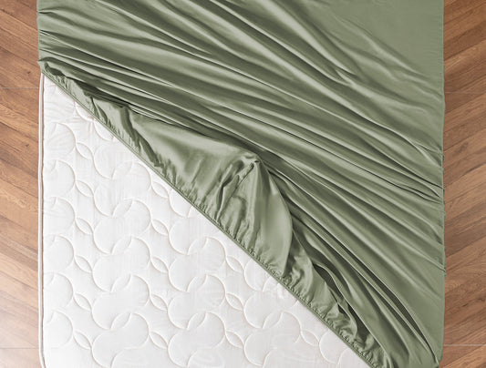 Madame Coco Ciel Satin Bed Fitted Sheet - Khaki 160x200 cm
