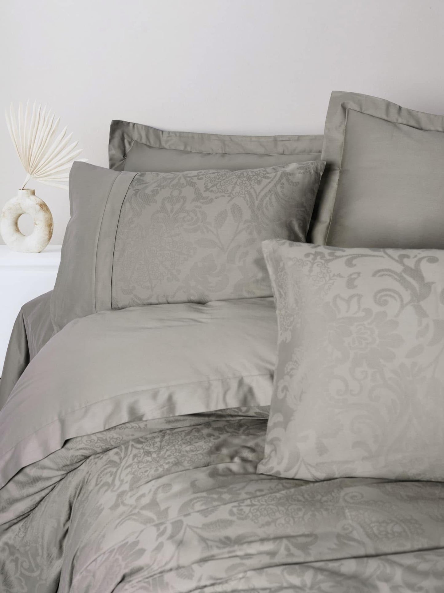 Cotton Box Jakarlı Saten Vizon Bedding Set