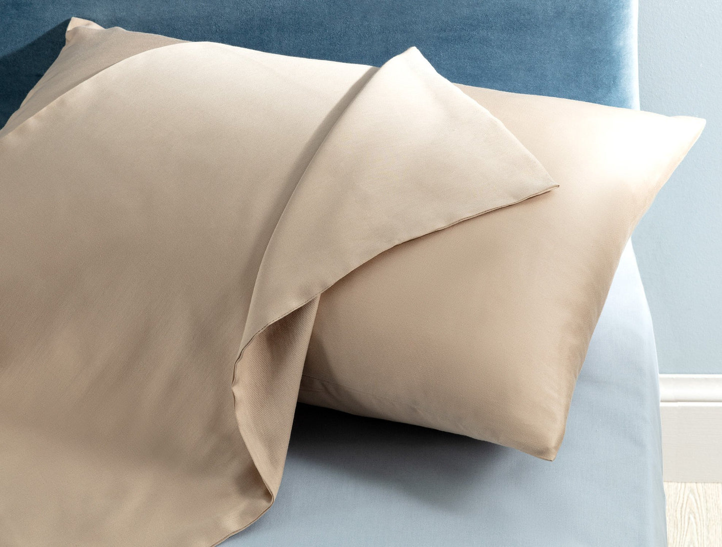 MADAME COCO Ciel 100% Cotton Satin Pillowcase Set of 2 – Beige