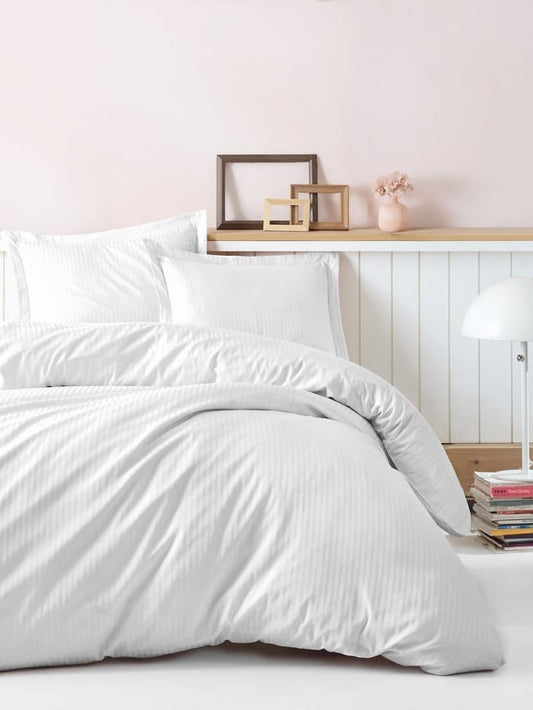 Cotton Box ELEGANT STRIPE White Bedding Set