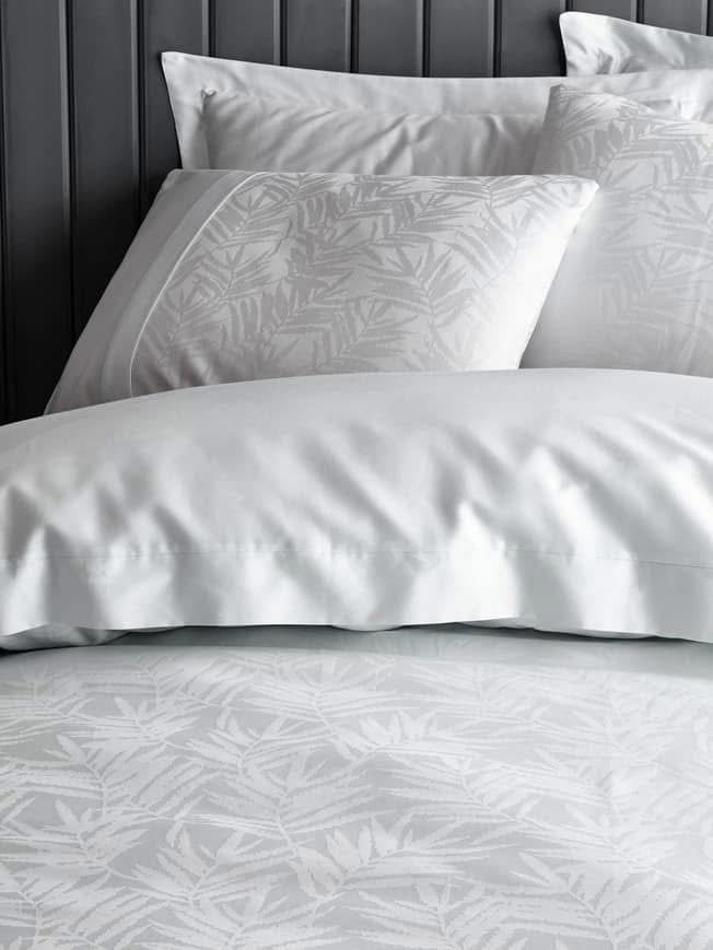 Cotton Box Jakarlı Saten Leaf Buz Mavi Bedding Set