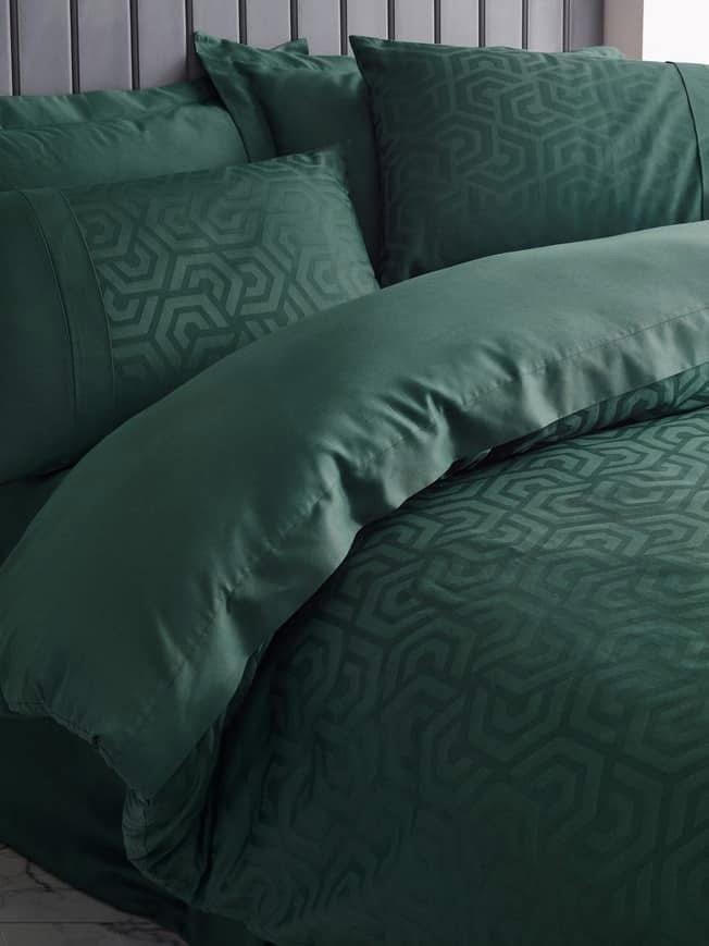 Cotton Box Jakarlı Saten Hexa Yeşil Bedding Set