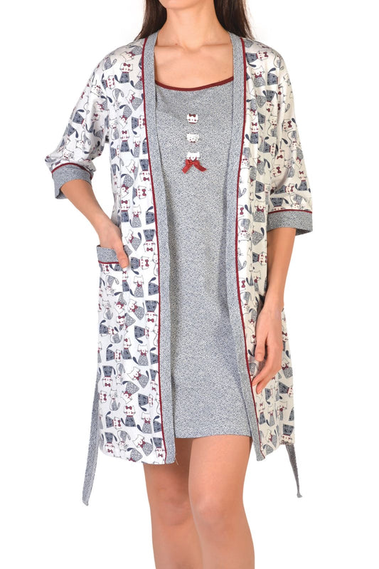 NICOLETTE Women’s Cotton Nightdress & Robe Set