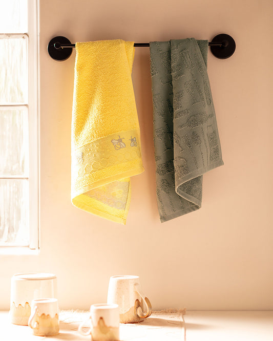 Madame Coco Abielle Kitchen Towel Set - Yellow/Gray