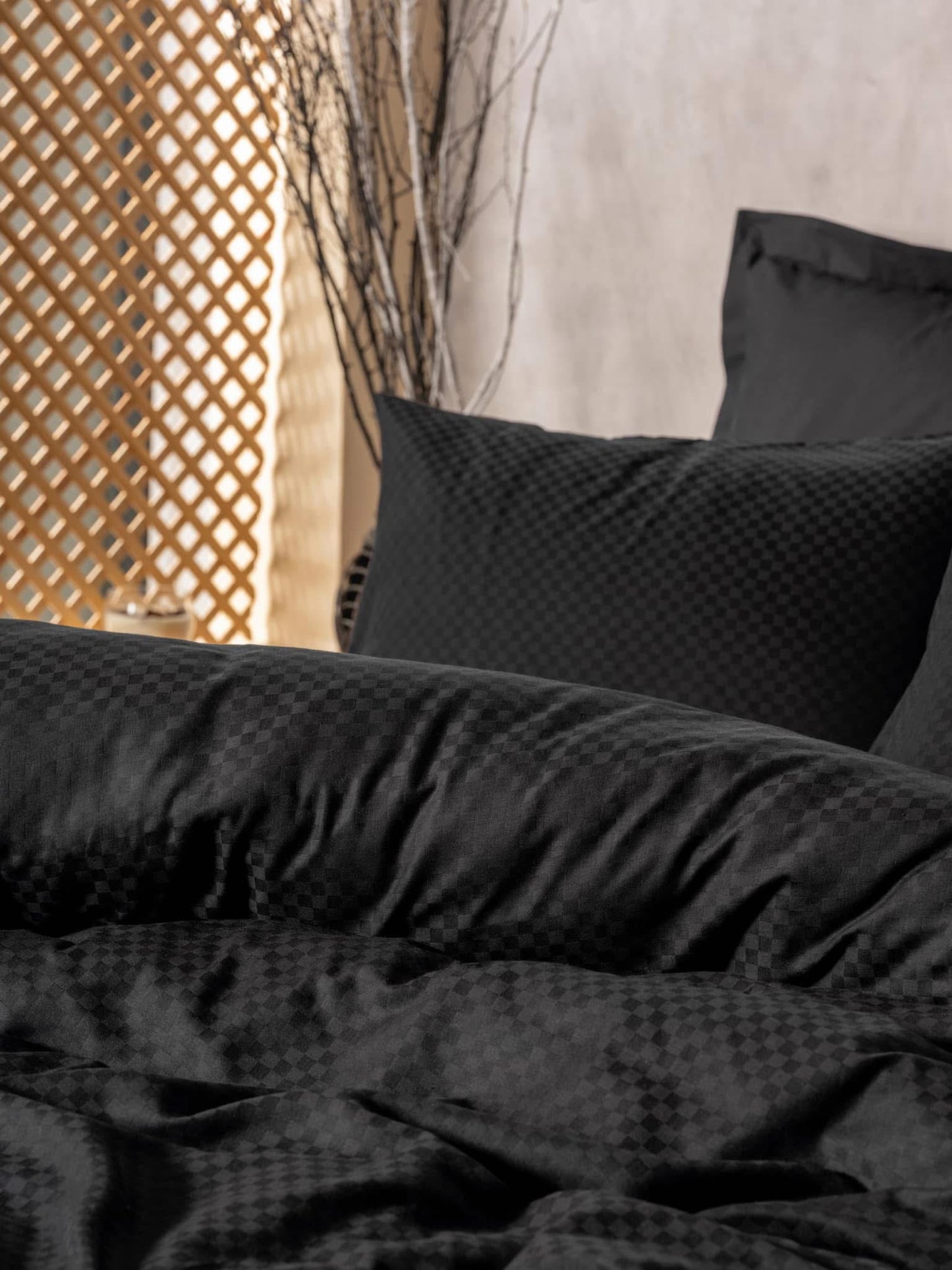 Cotton Box PLAID SIYAH Bedding set