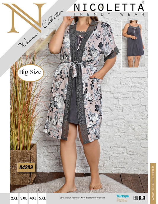 NICOLETTE Women’s Viscose Nightdress & Robe Set