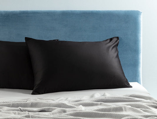 MADAME COCO Ciel 100% Cotton Satin Pillowcase Set of 2 – Black