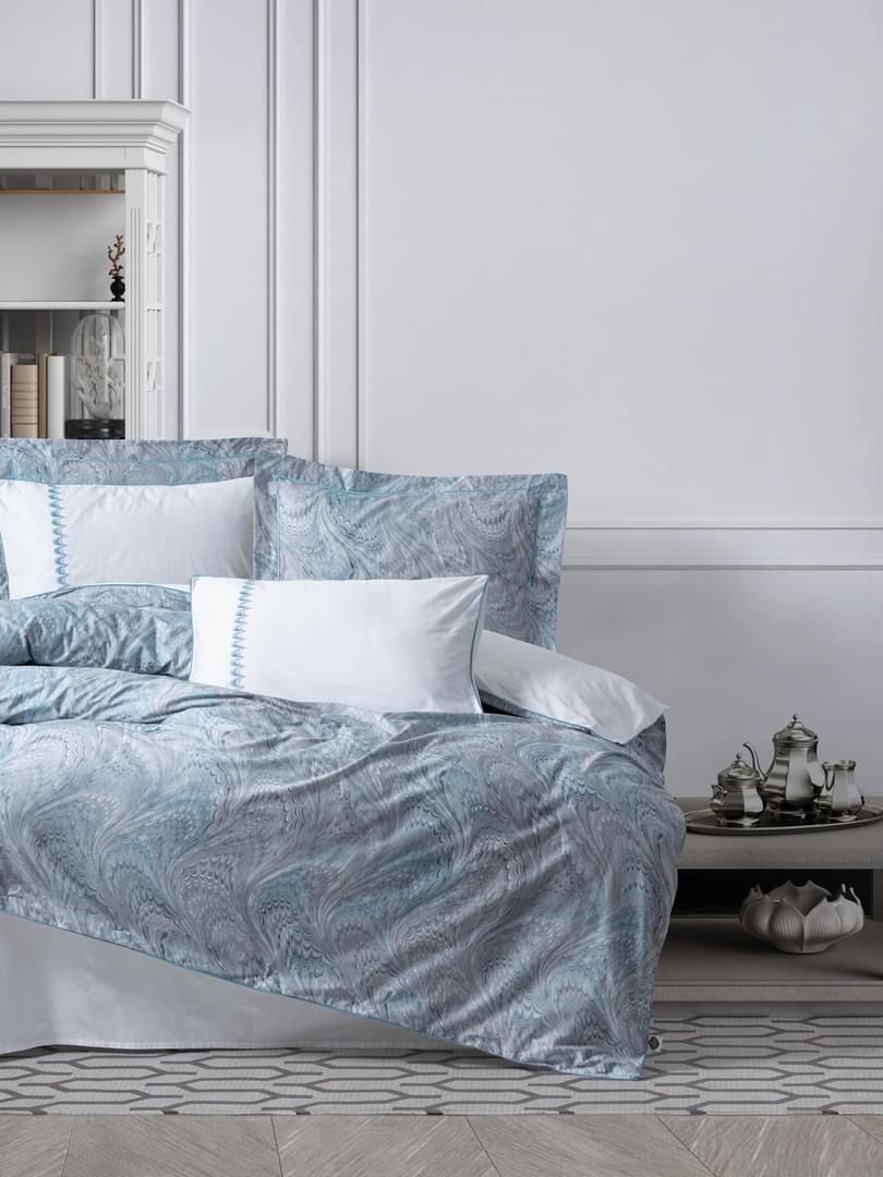 Cotton Box Elite Saten Stilla Mavi Bedding Set