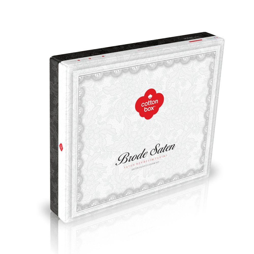 Cotton Box Brode Saten Biana Gri Bedding Set (Euro Size)