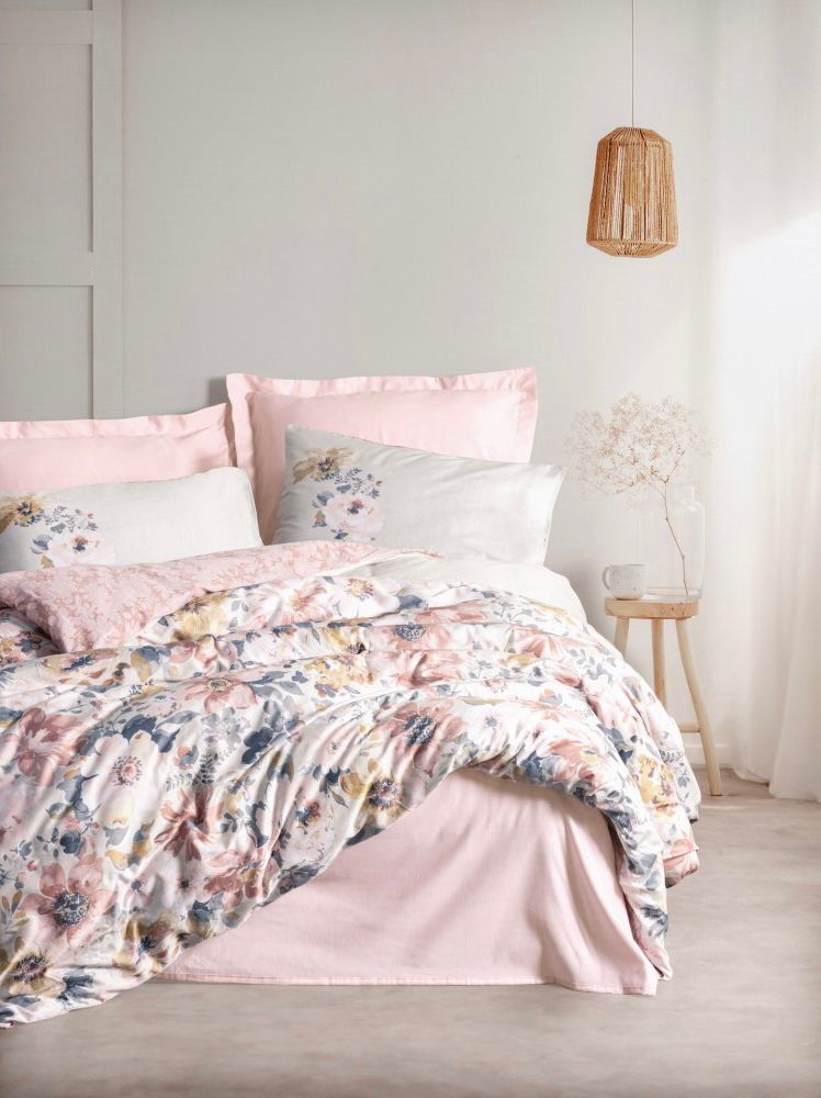 Cotton Box Saten Dalya Pudra Bedding Set