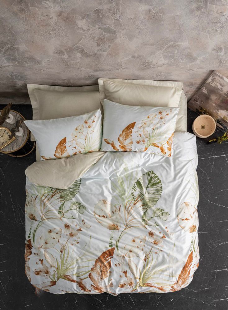 Cotton Box Saten Luster Bej Bedding Set