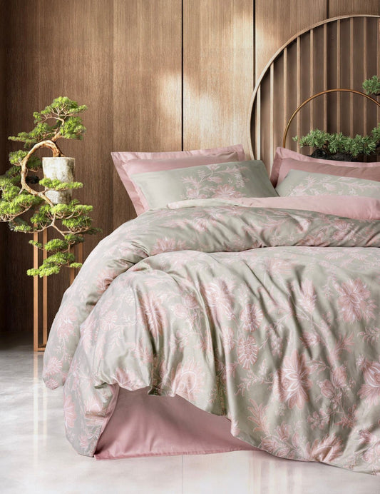 Cotton Box Baskili Saten Betula Pudra Bedding Set