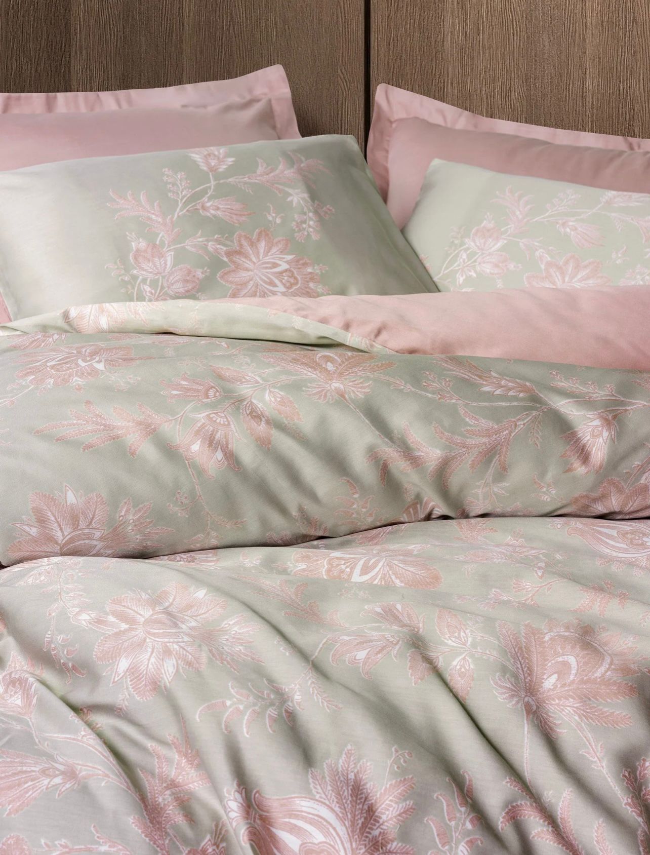 Cotton Box Baskili Saten Betula Pudra Bedding Set