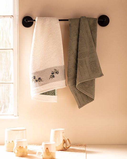 Madame Coco Olive White with olive embroidery / Olive green