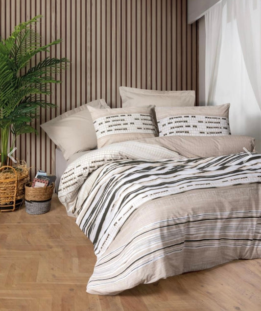 Cotton Box Line Perry Bej Bedding Set