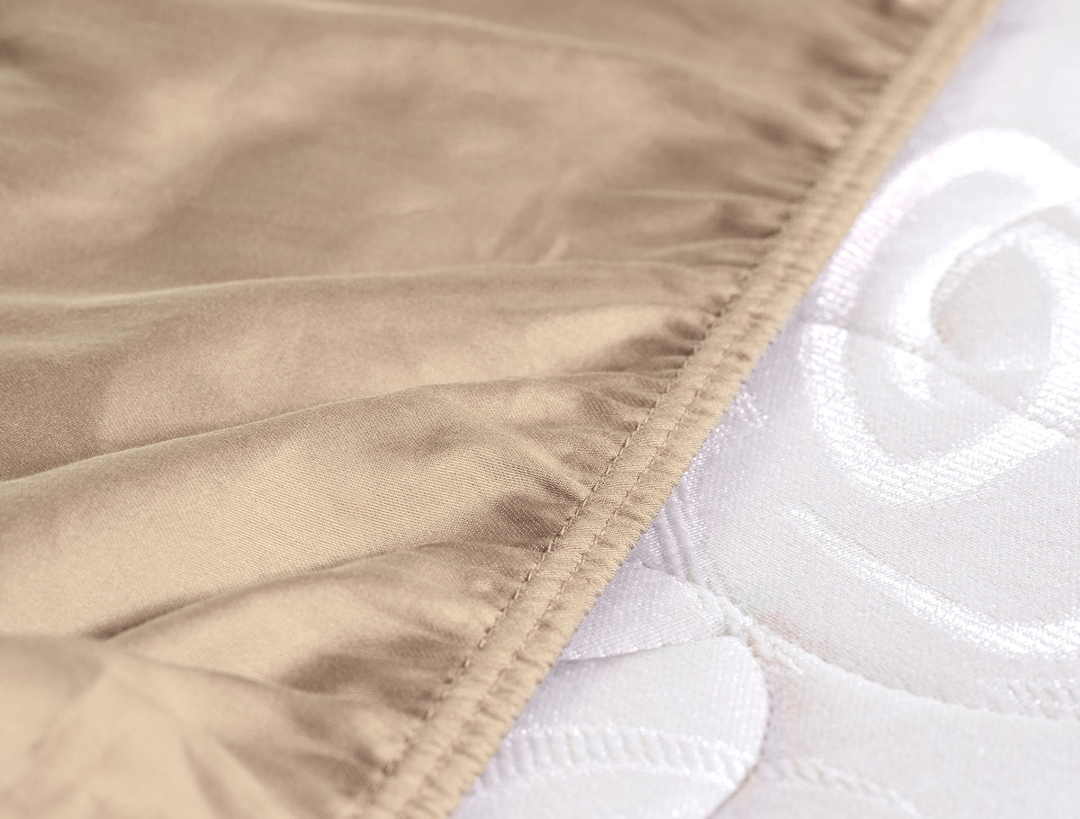 Madame Coco Luxury Collection Cotton Satin Fitted Sheet – Beige 160×200 cm, 35 cm Height