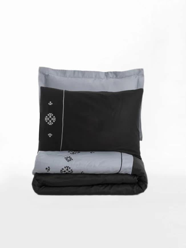Cotton Box Brode Saten Elisa Gri Bedding Set