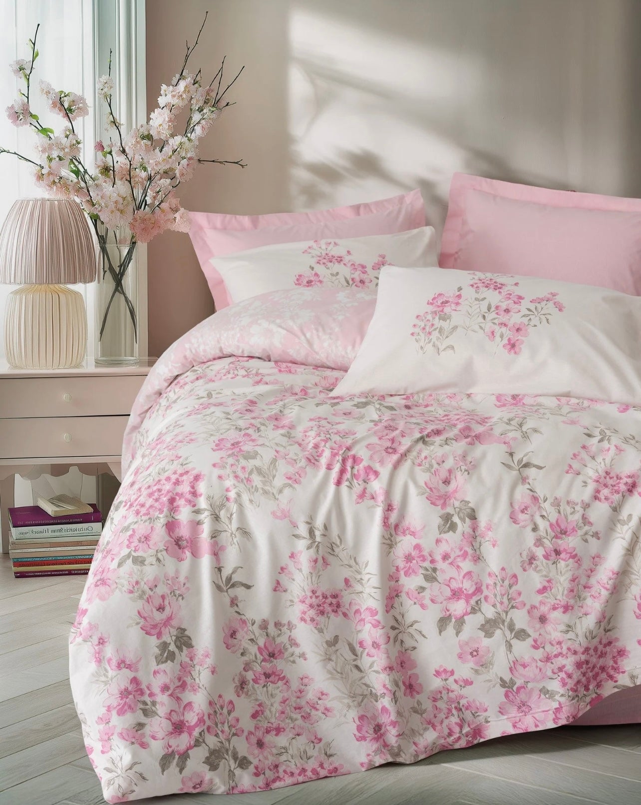 Cotton Box Modeline Floren Pembe Bedding Set