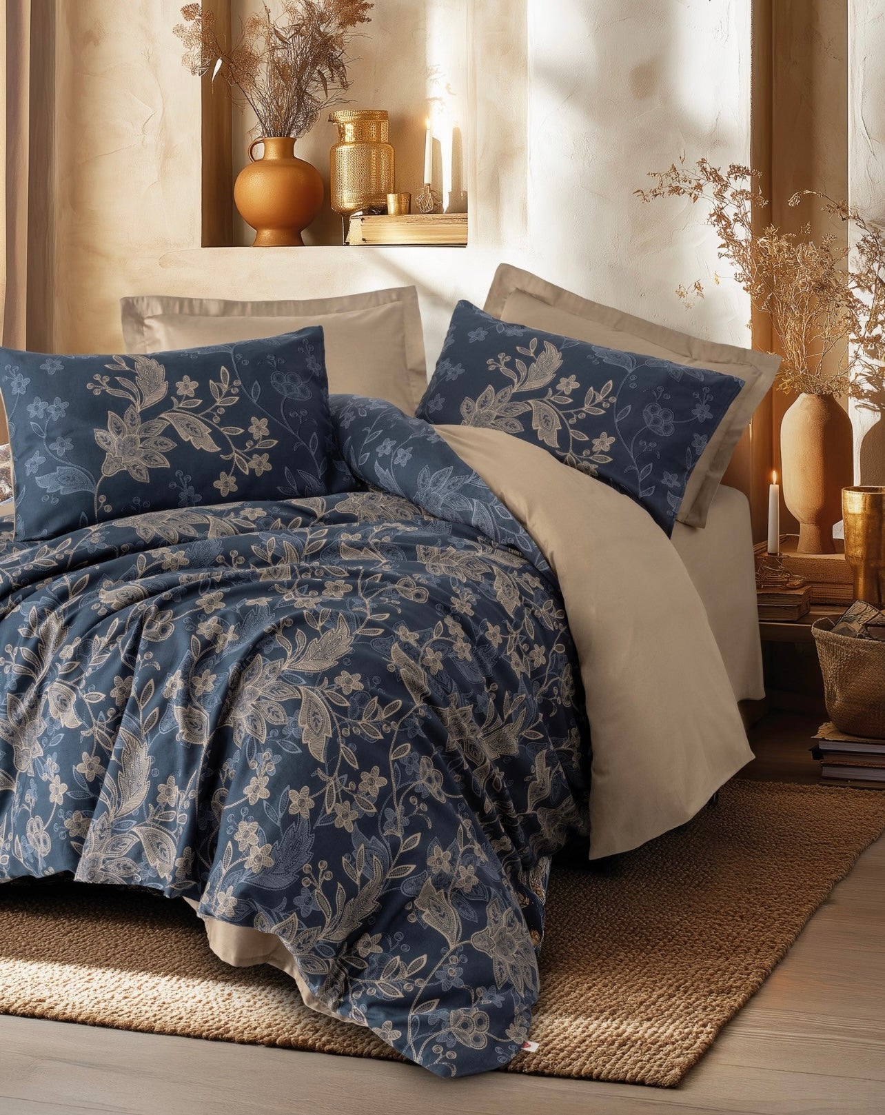 Комплект постельного белья Cotton Box Baskili Saten Noctello Bej Bedding Set