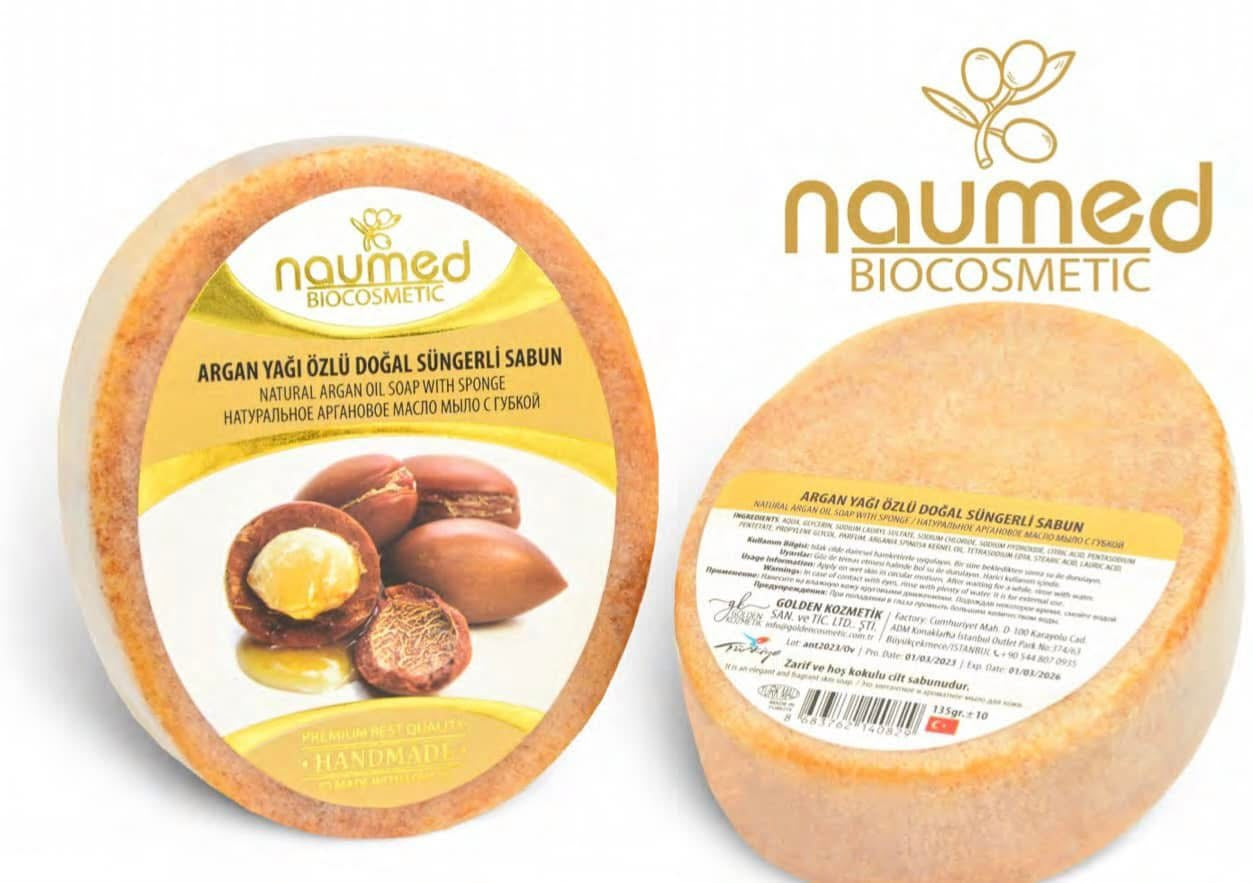 2-in-1 Natural Body Soap with Natural Sponge – Argan Oil Scented
