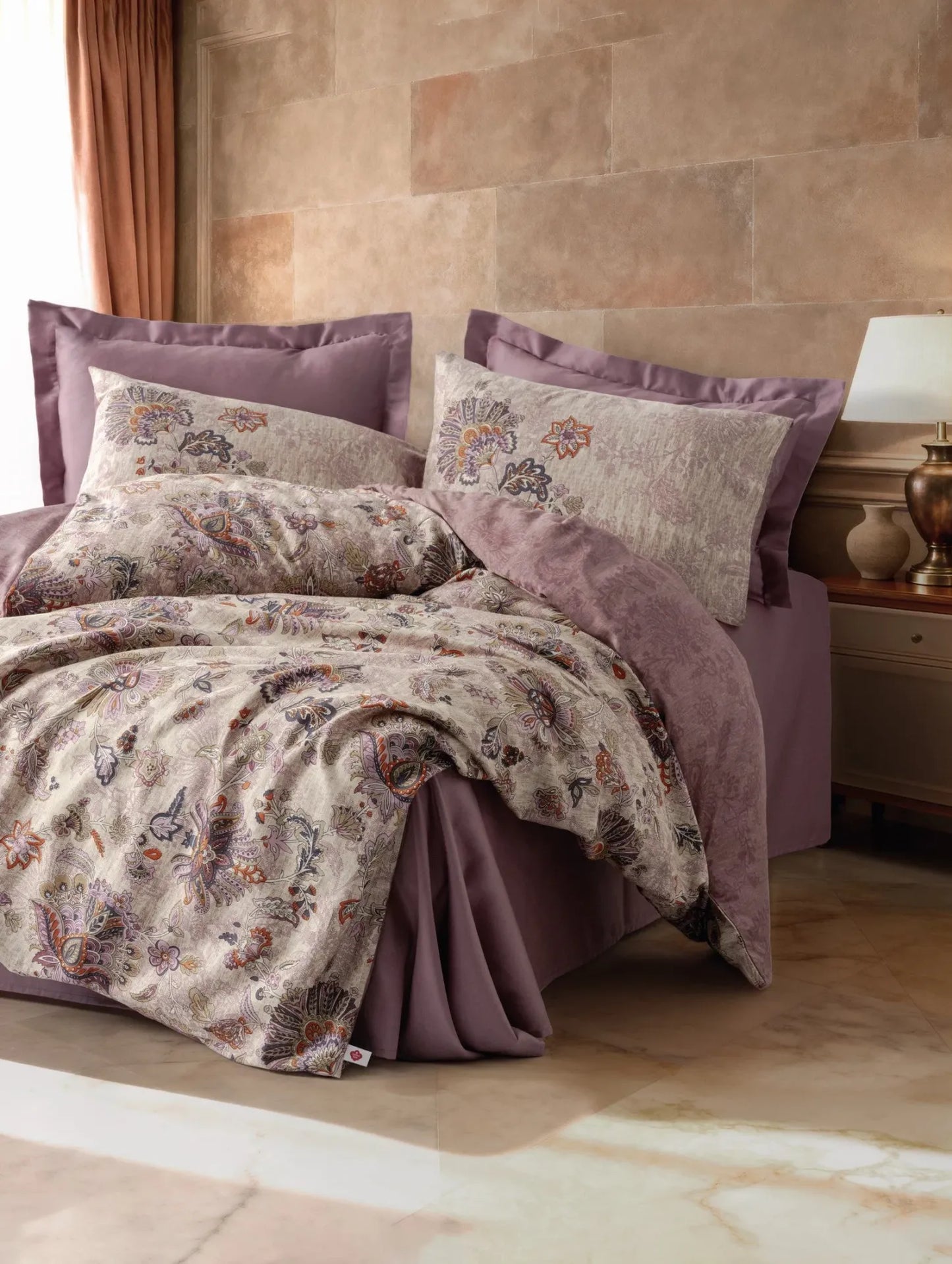 Cotton Box Printed Saten Majolica Bedding Set