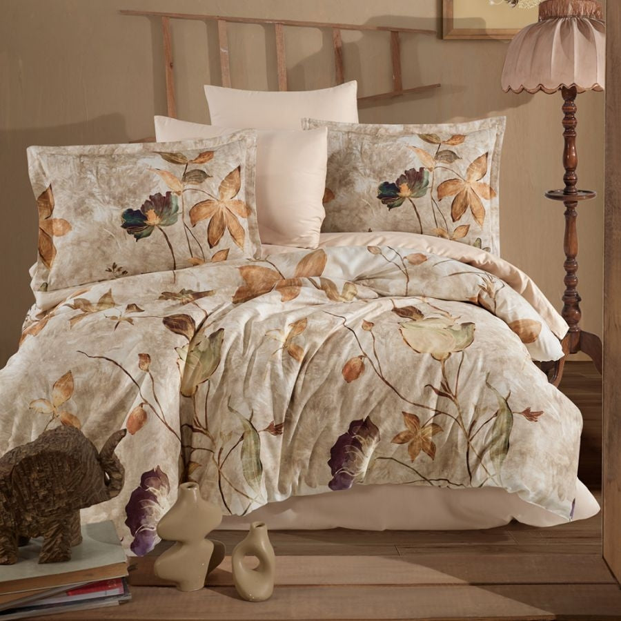 Clasy Lumina Digital Satin Double Bedding Set – Terracotta